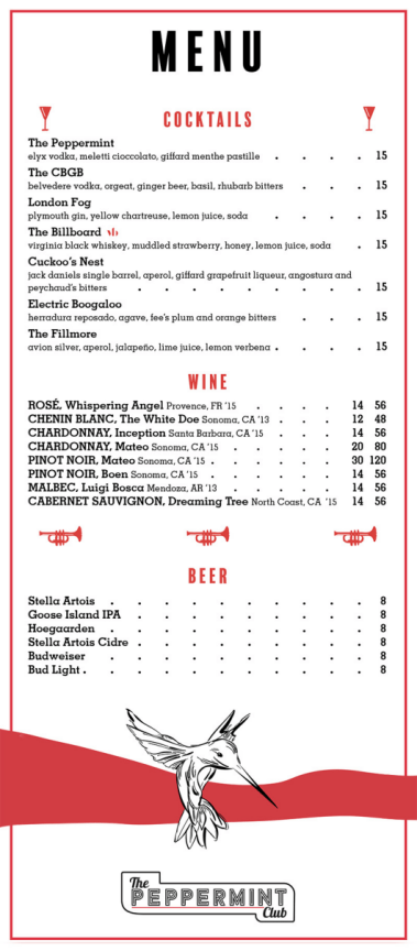 Peppermint Club Los Angeles Drinks Menu Prices3